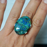 OOAK Sterling silver oval Azurite Era ring