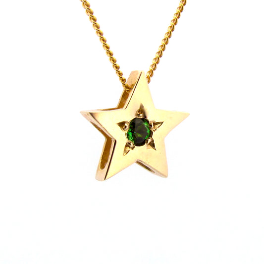 Yellow Gold Tsavourite Garnet Medium Star Necklace