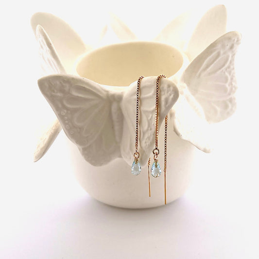 Gold filled Blue Topaz thread through Earrings