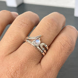 Sterling silver Moonstone Duo Ring Set