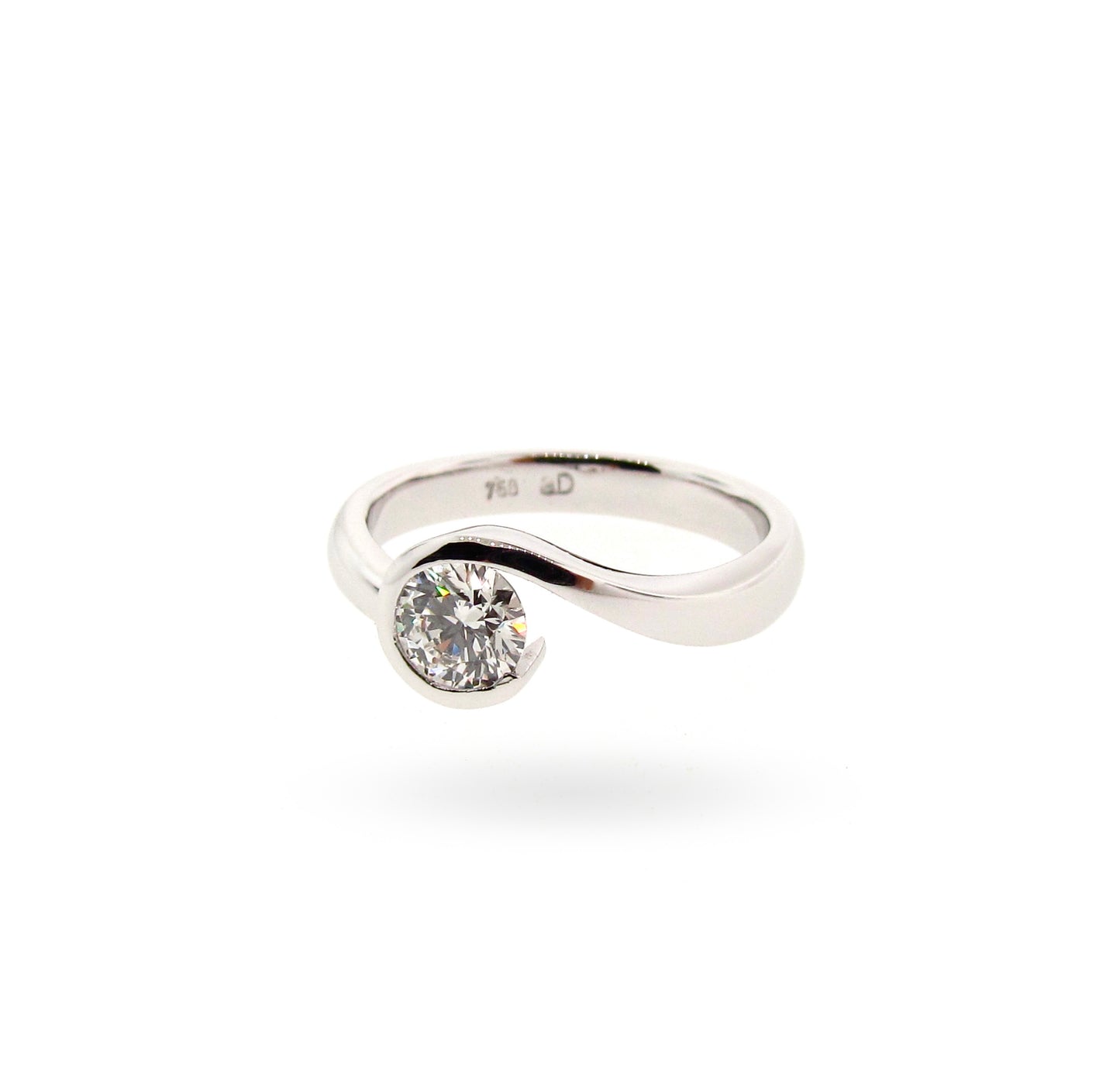 White Gold Diamond Lovers Wave Engagement Ring