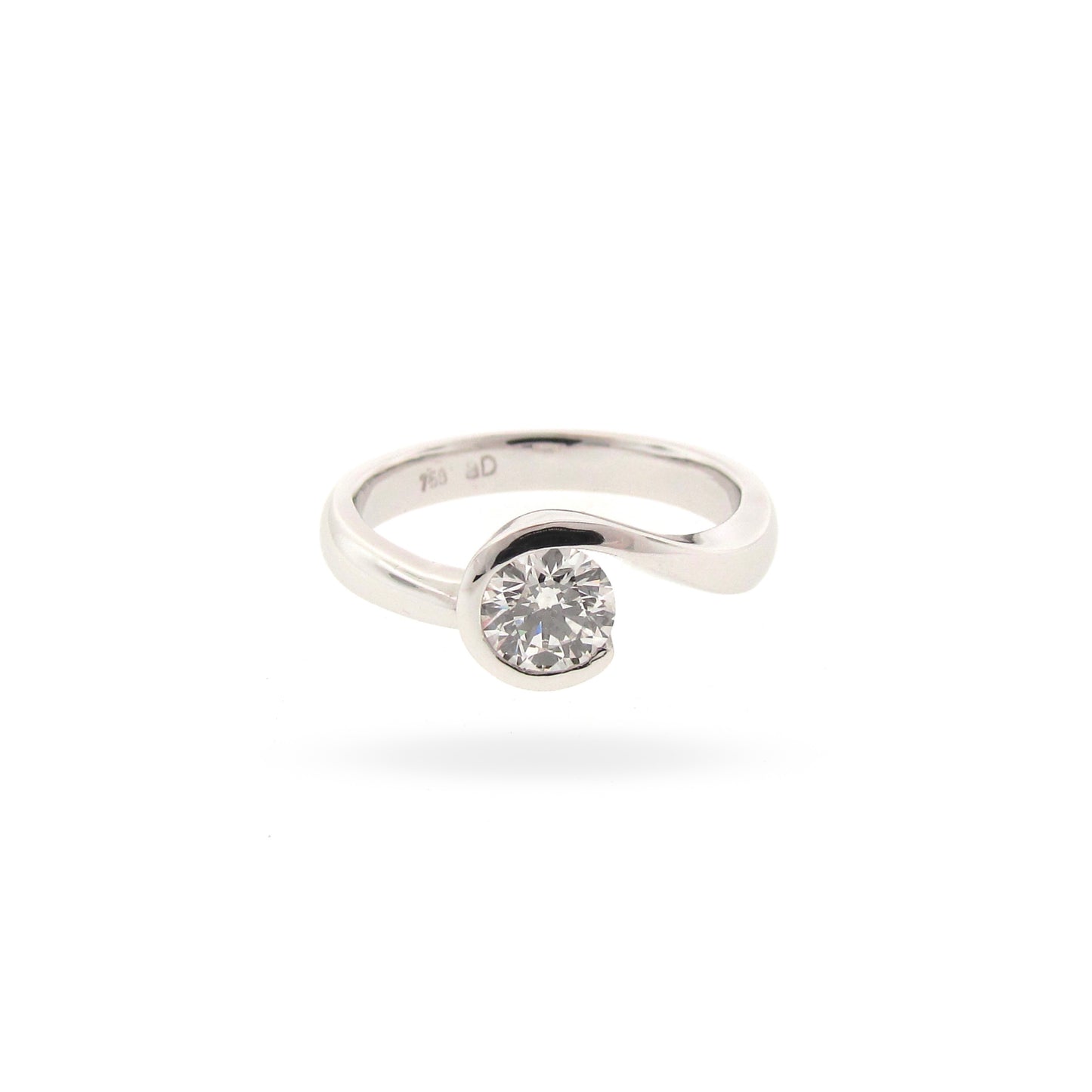 White Gold Diamond Lovers Wave Engagement Ring