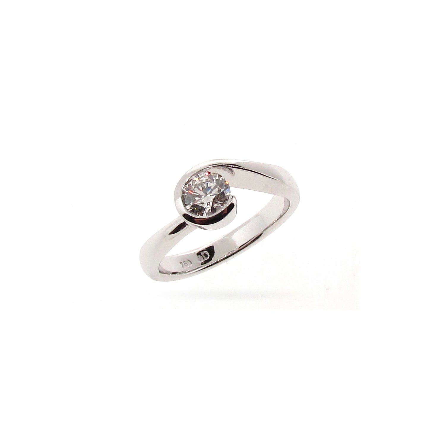 White Gold Diamond Lovers Wave Engagement Ring