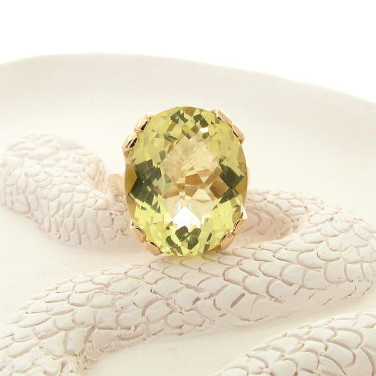 Yellow gold Lemon Quartz Crown Ring