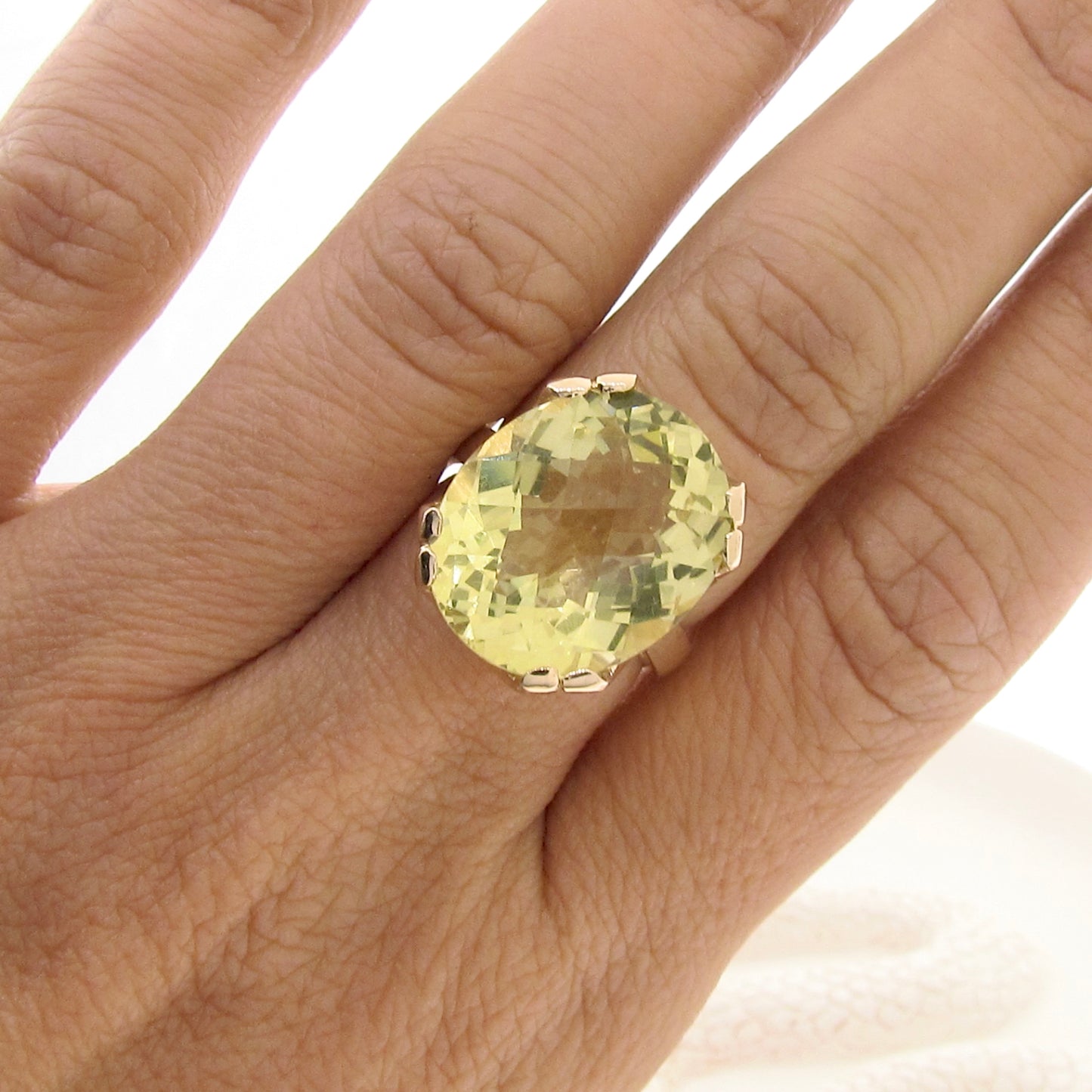 Yellow gold Lemon Quartz Crown Ring