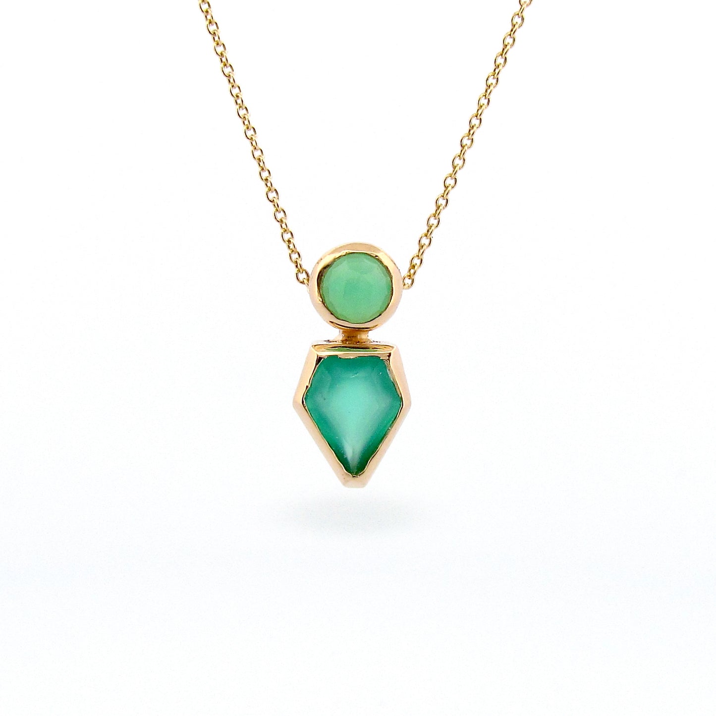 Yellow Gold Chrysoprase Green Onyx Balance Sliding Pendant