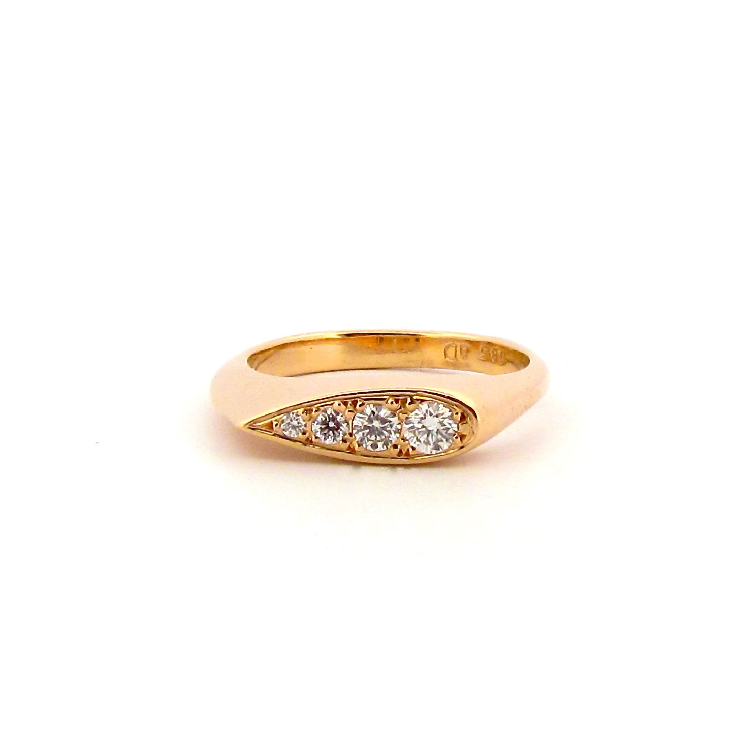 Yellow Gold Diamond Elongated Pear Signet Ring