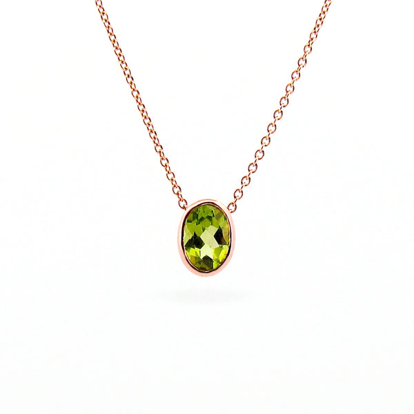 Rose Gold Peridot small Oval Pendant