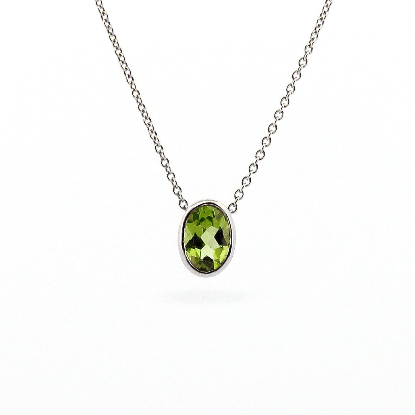 Sterling Silver Peridot Oval Sliding Pendant