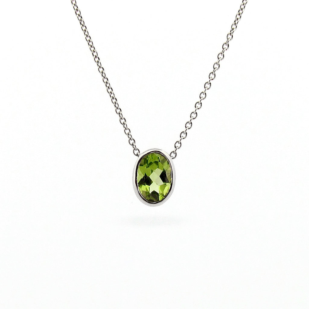 Sterling Silver Peridot Oval Sliding Pendant