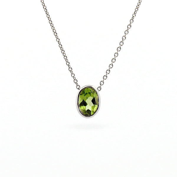 Sterling Silver Peridot Oval Sliding Pendant