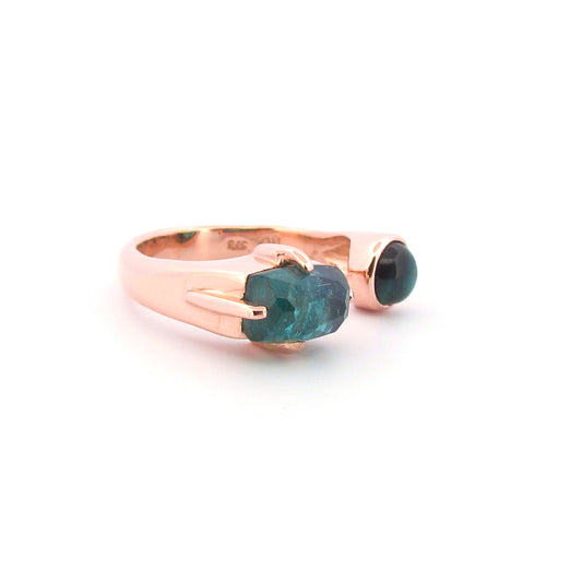 9ct Rose Gold Teal Tourmaline Embrace Ring