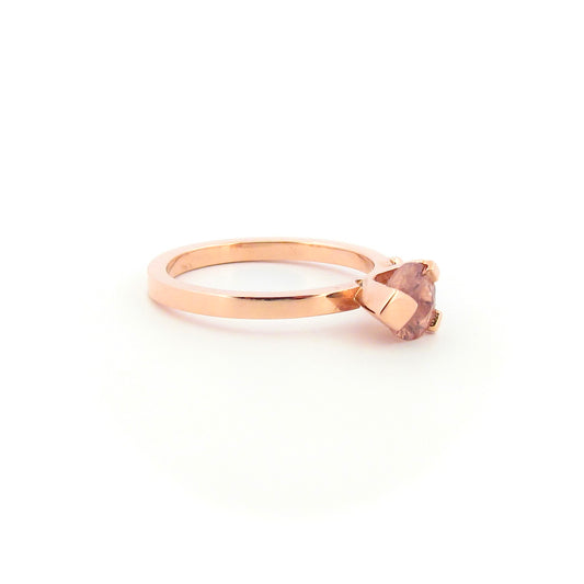Rose Gold Natural Diamond Peach Zircon Heartline Ring
