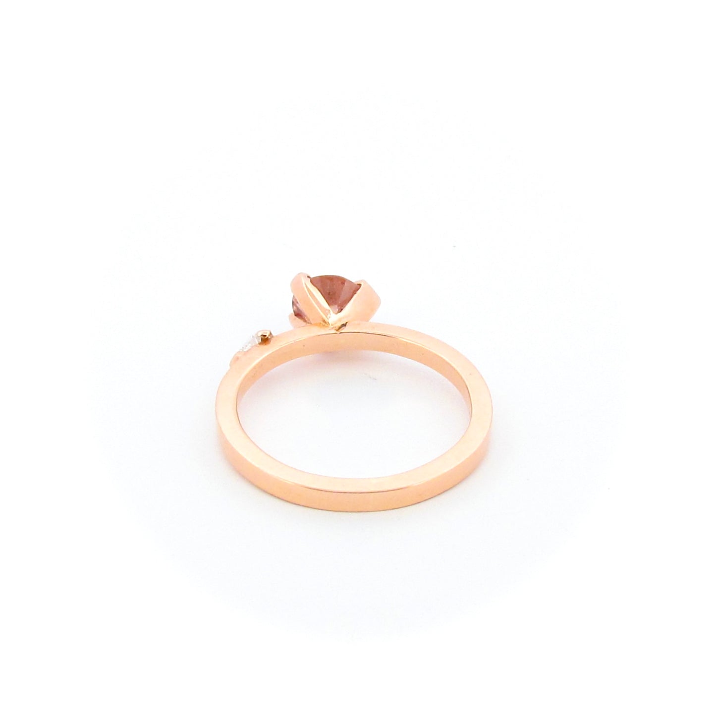 Rose Gold Natural Diamond Peach Zircon Heartline Ring