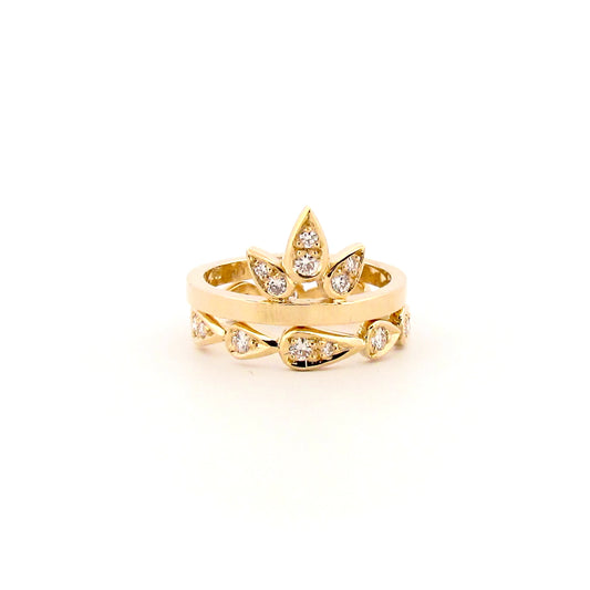 Yellow Gold Diamond Small Lotus Ring
