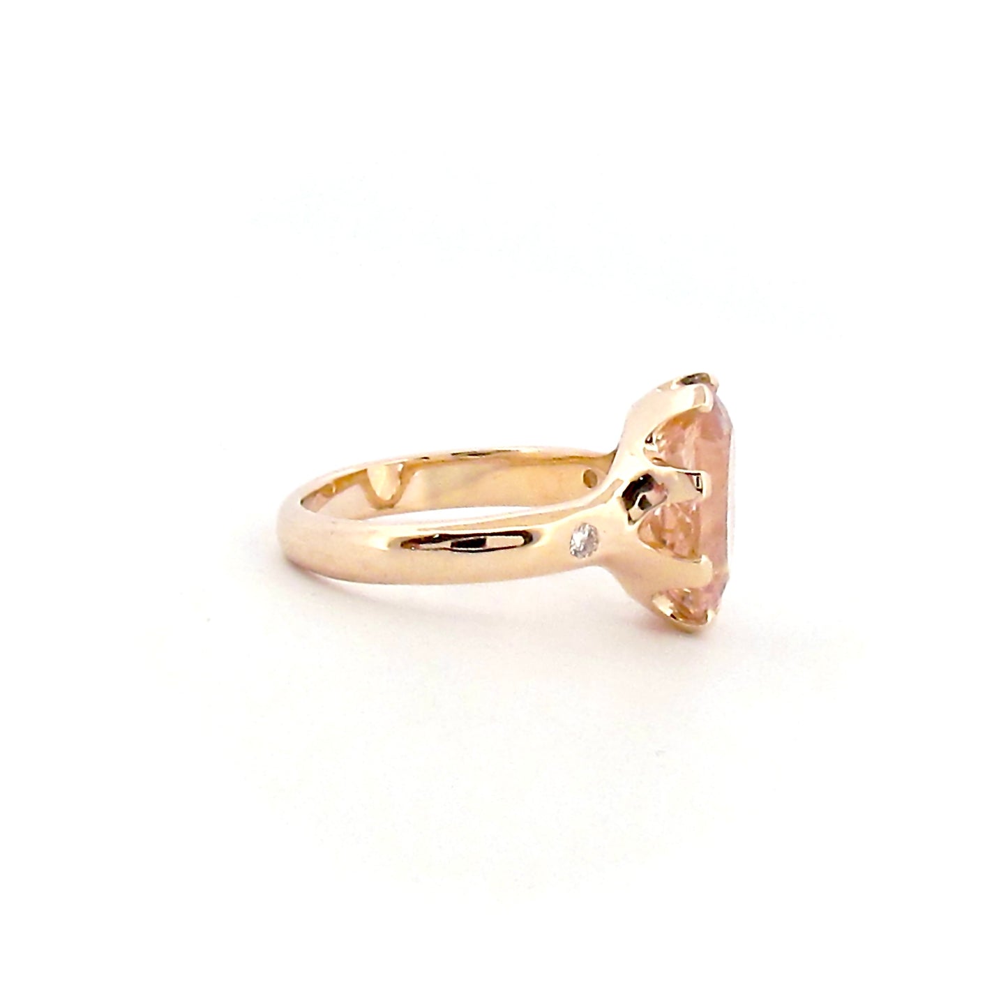 Yellow Gold Morganite Diamond Small Crown Ring