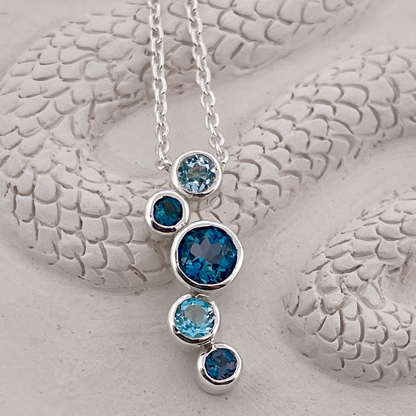 Sterling Silver Blue Topaz Line Bubbles