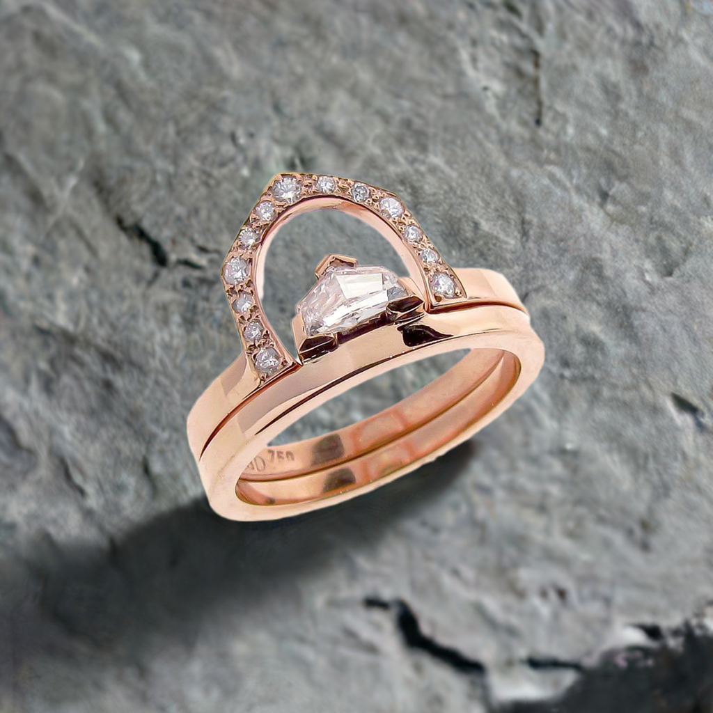 18ct Rose Gold Diamond Cadillac Engagement Ring set