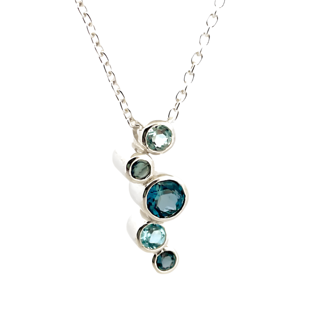 Sterling Silver Blue Topaz Line Bubbles