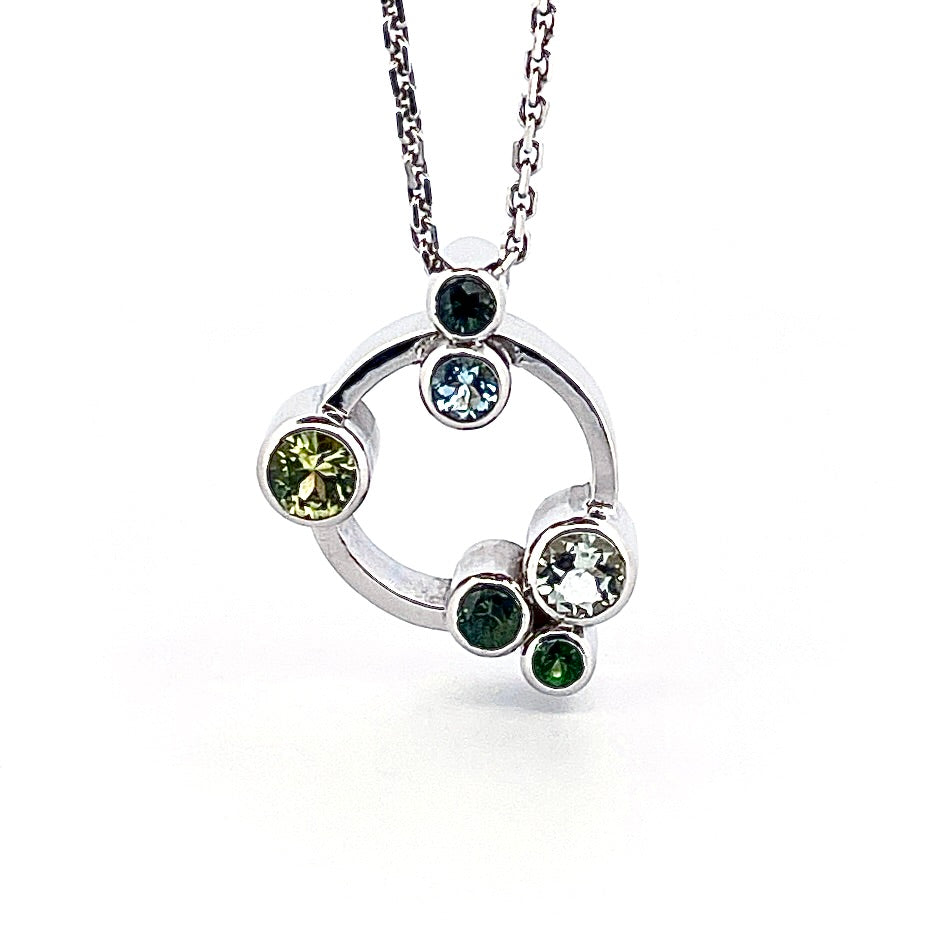 White Gold Forrest & Sea Bubble Necklace
