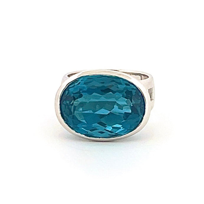 White gold London Blue Topaz Horizon Ring