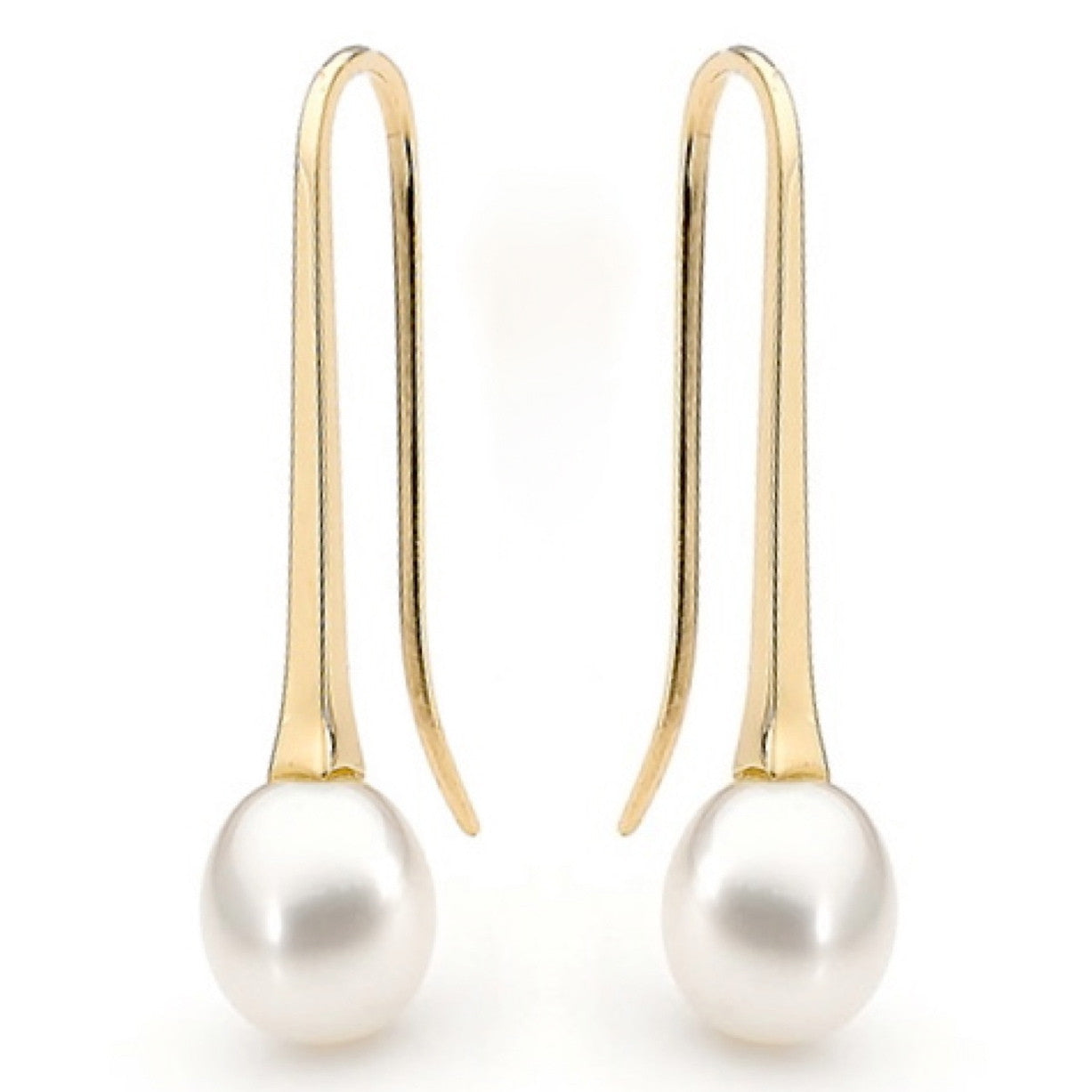 Yellow gold White Pearl Medium Drop Earrings