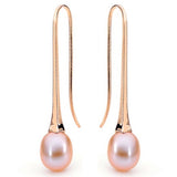 Gold & Pink Pearl Long Drop Earrings