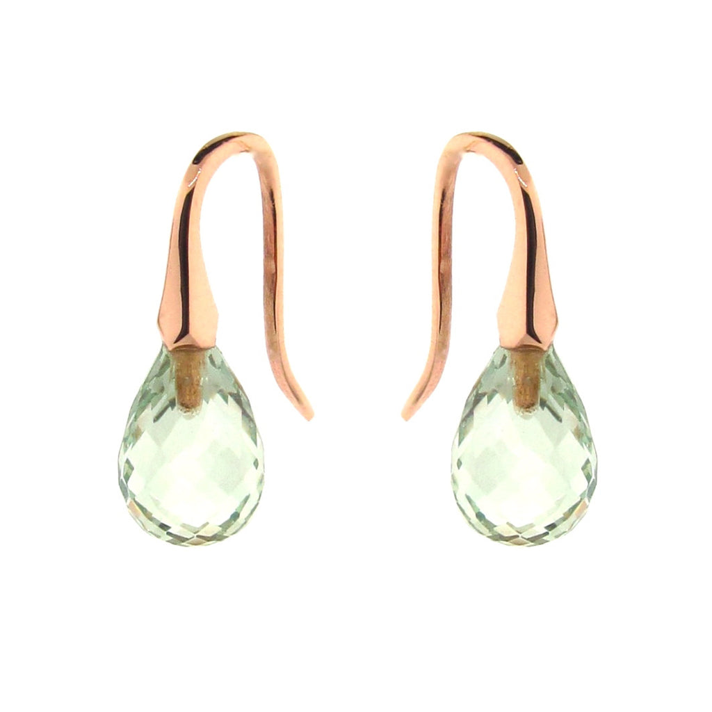 Rose Gold Green Quartz 'ShortDrop' earrings