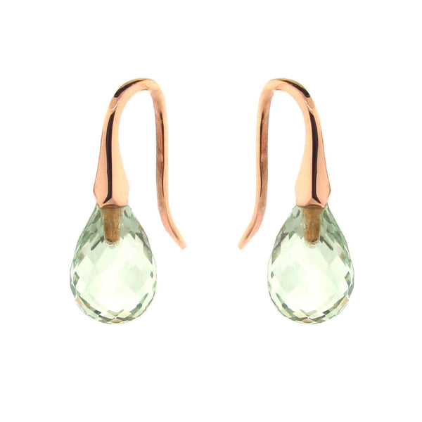 Rose Gold Green Quartz 'ShortDrop' earrings