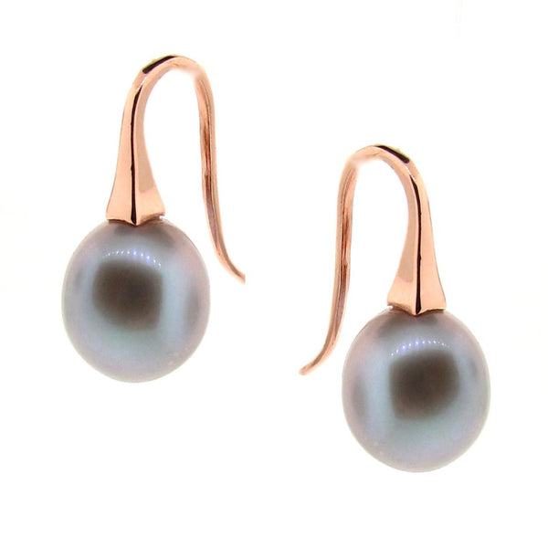 NEW Colour-Rose gold Medium Grey Pearl 'ShortDrop'  earring