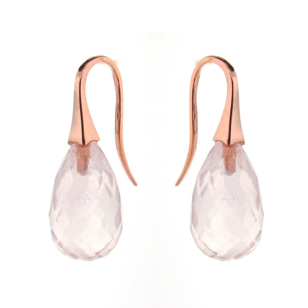 Rose Gold Rose Quartz 'ShortDrop' earrings