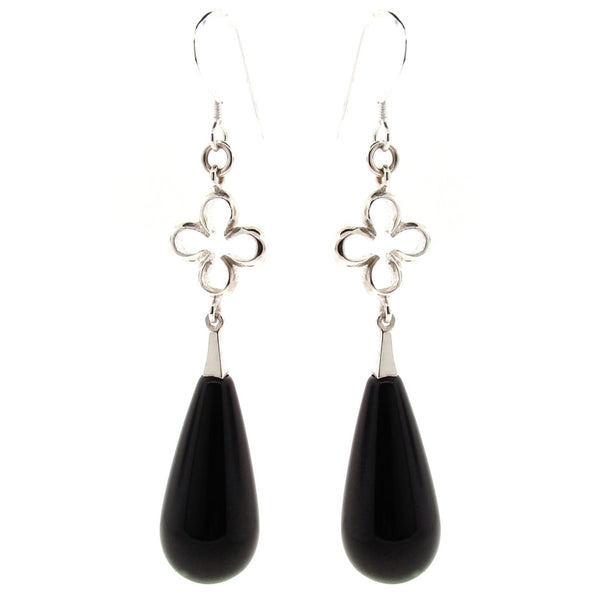 Sterling Silver & Onyx 'Luck'  Earrings