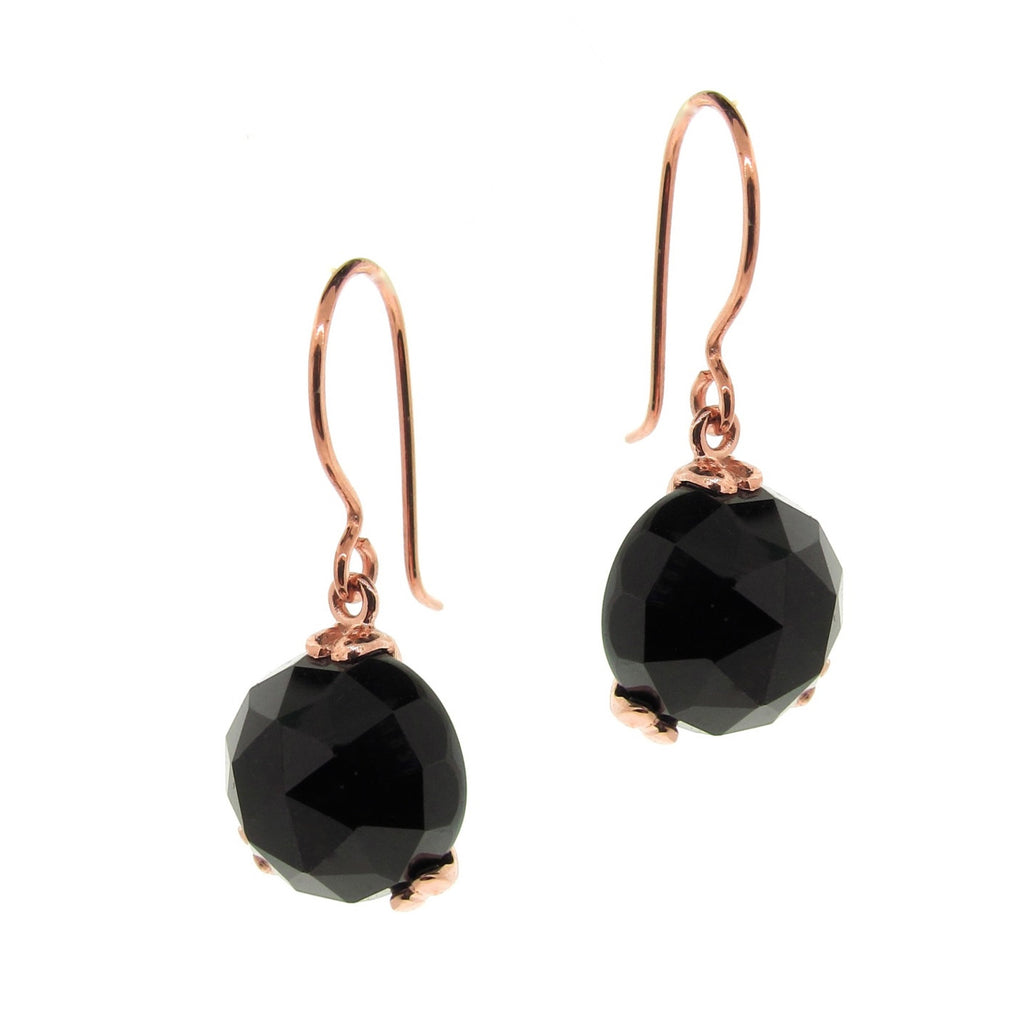 Rose Gold 'Era' Onyx drop earrings