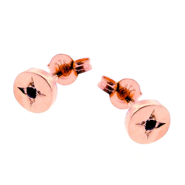 Rose Gold Black Spinel Eclipse Stud Earrings