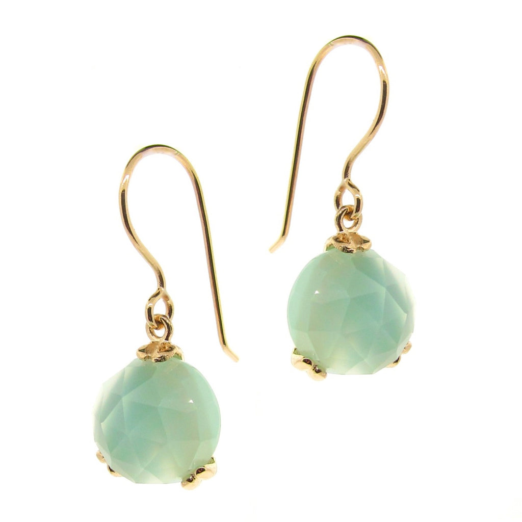 Yellow Gold 'Era' Chalcedony drop earrings