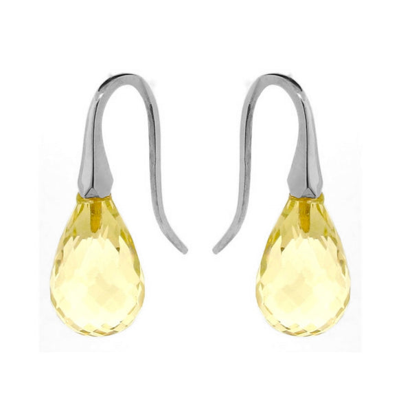 White Gold Lemon Quartz 'ShortDrop' earrings