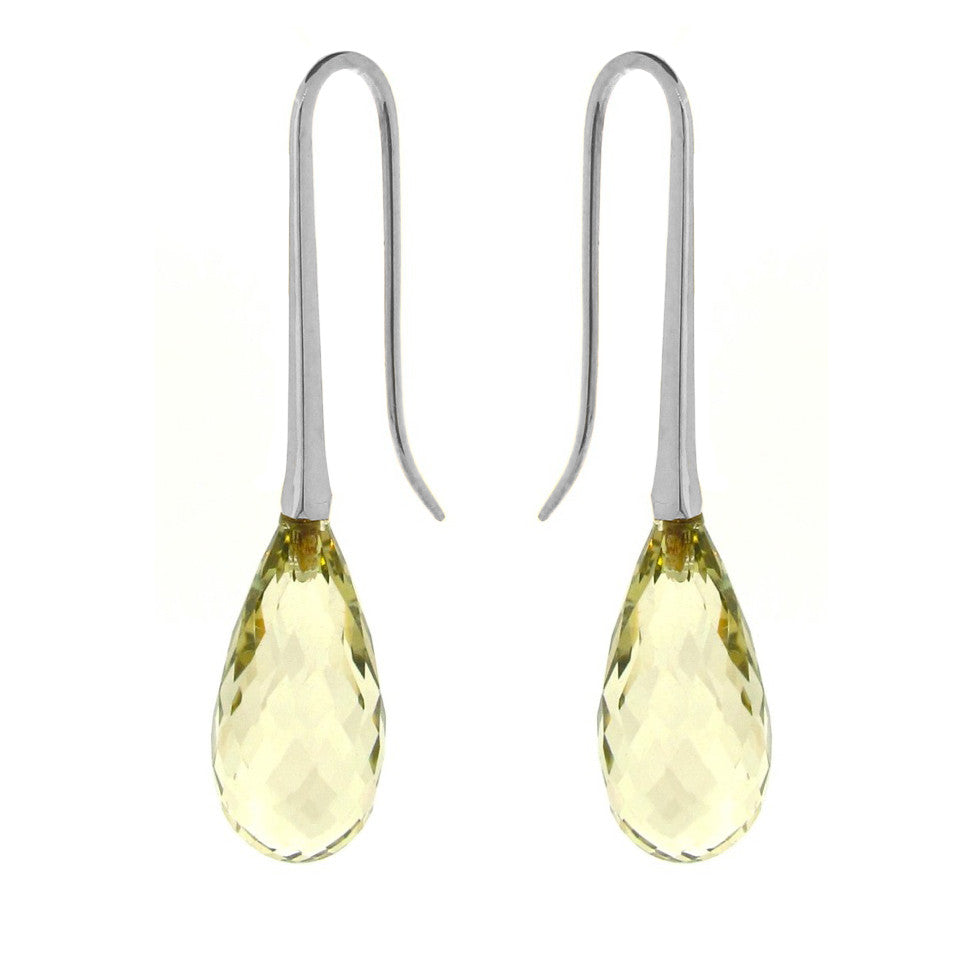 White Gold Lemon Quartz 'LongDrop' earring