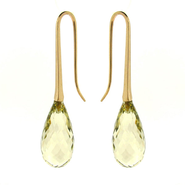 Yellow Gold Lemon Quartz 'LongDrop' earring