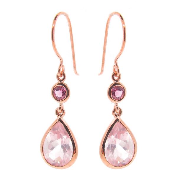 Rose Gold Coloured Love double drop earrings