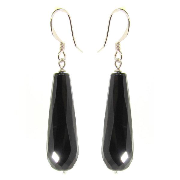 Onyx Briolette long drop earrings