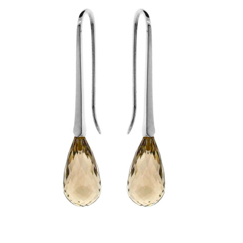 Silver Smokey Quartz 'MediumDrop' earrings