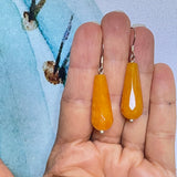 Sterling Silver Dyed Mustard Yellow Agate Faceted Drop Earrings