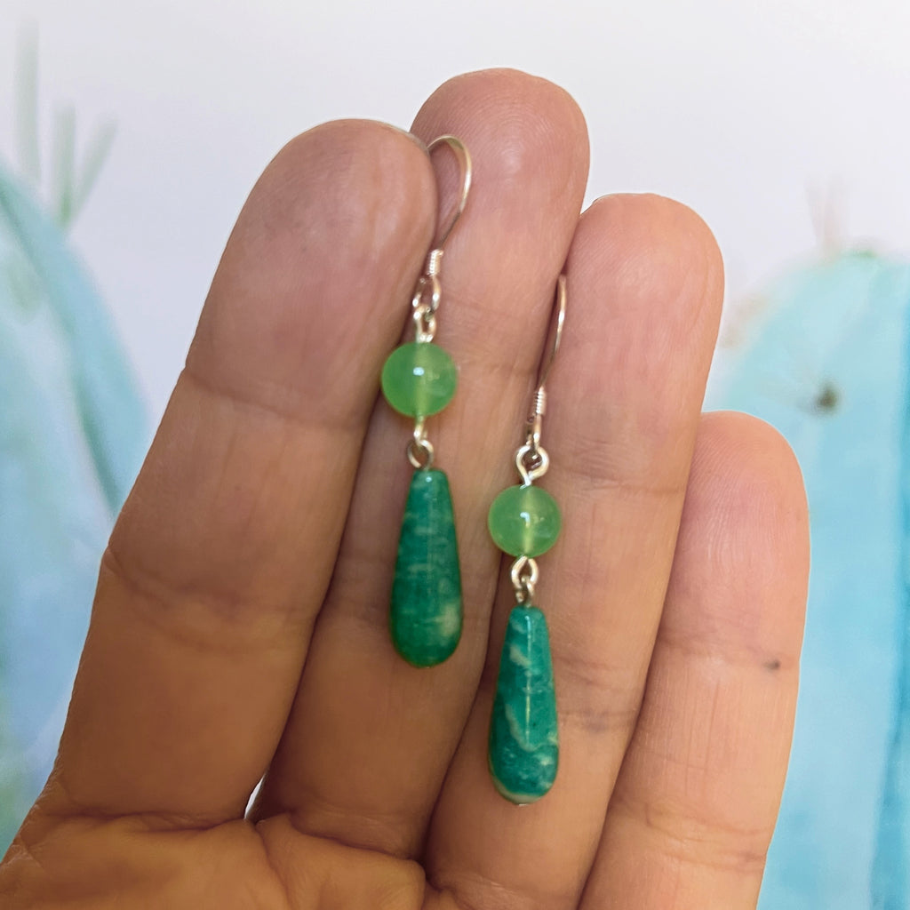 Silver Amazonite Chrysoprase drop Earrings