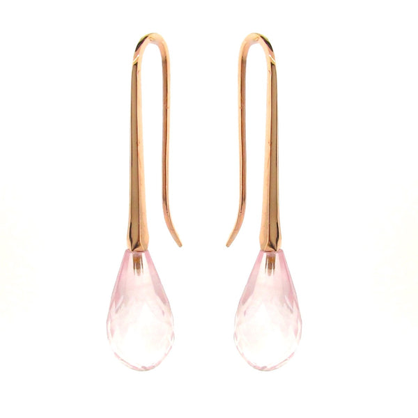 Rose Gold Rose Quartz 'MediumDrop' earrings
