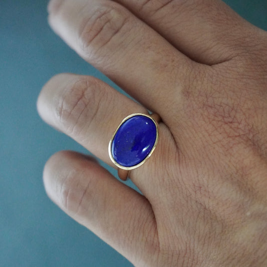 9ct Yellow Gold Lapis Simplicity Ring