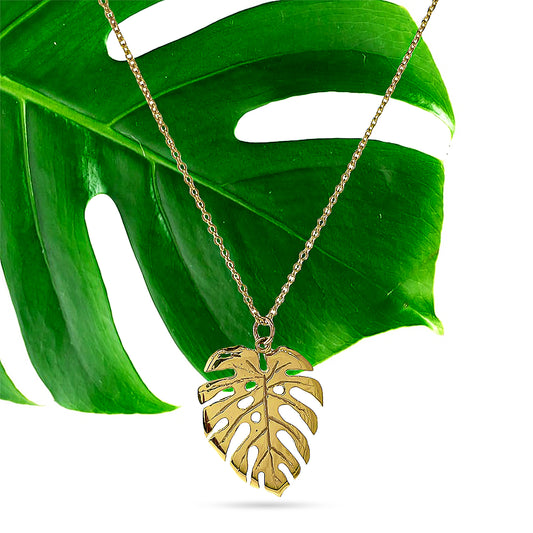 Yellow Gold Monstera Leaf Pendant