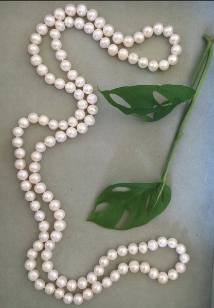 Long Big White Freshwater Pearl Necklace