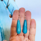 Sterling Silver Dyed Blue Agate Faceted Drop Earrings