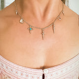 Rose Gold  Turquoise Talisman Charm Necklace