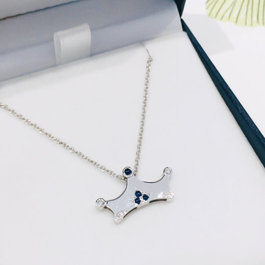 white gold Gold Diamond and Sapphire Crown Pendant only